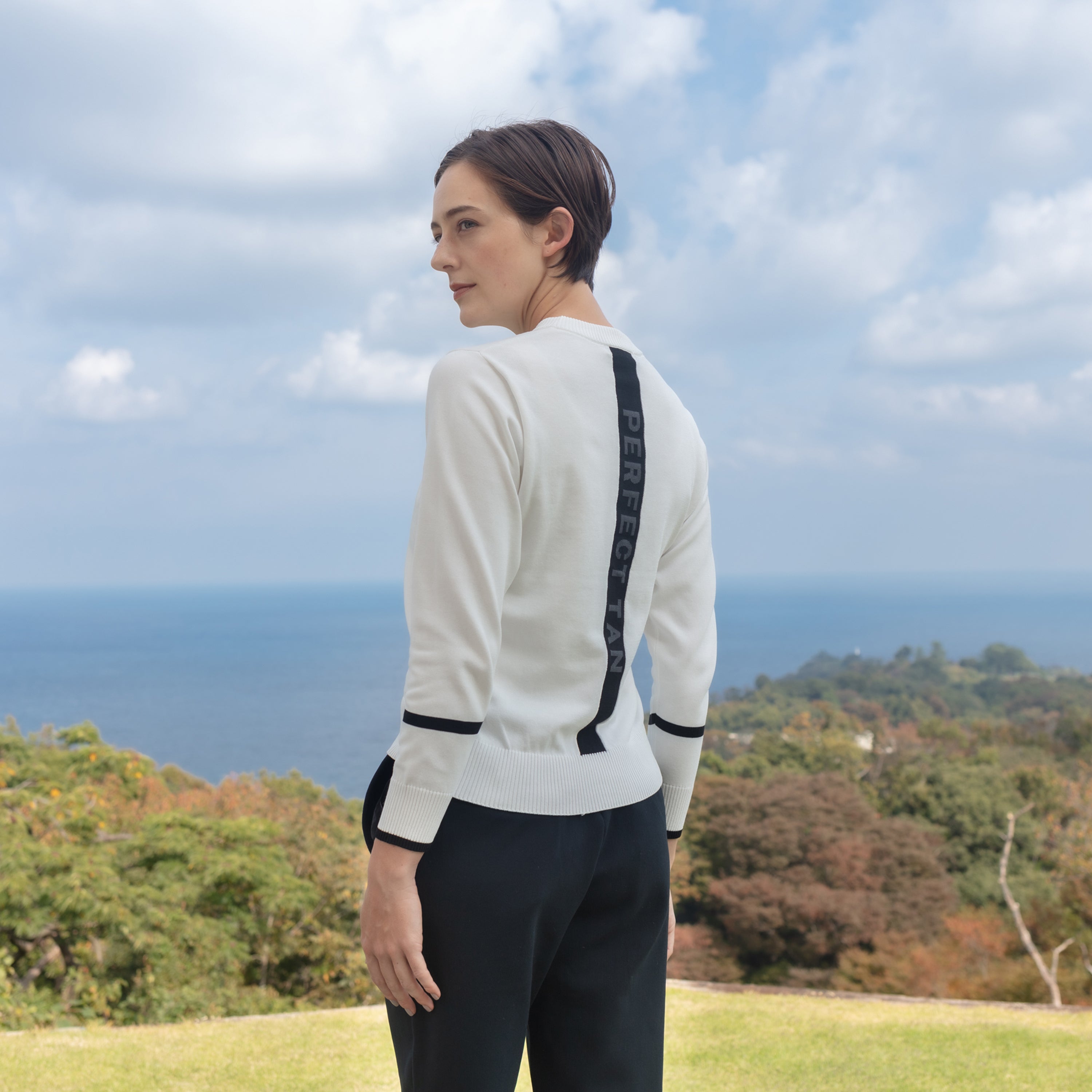 《SALE》ハリーストレッチ 12Gニット ライントップス〈WOMENS〉