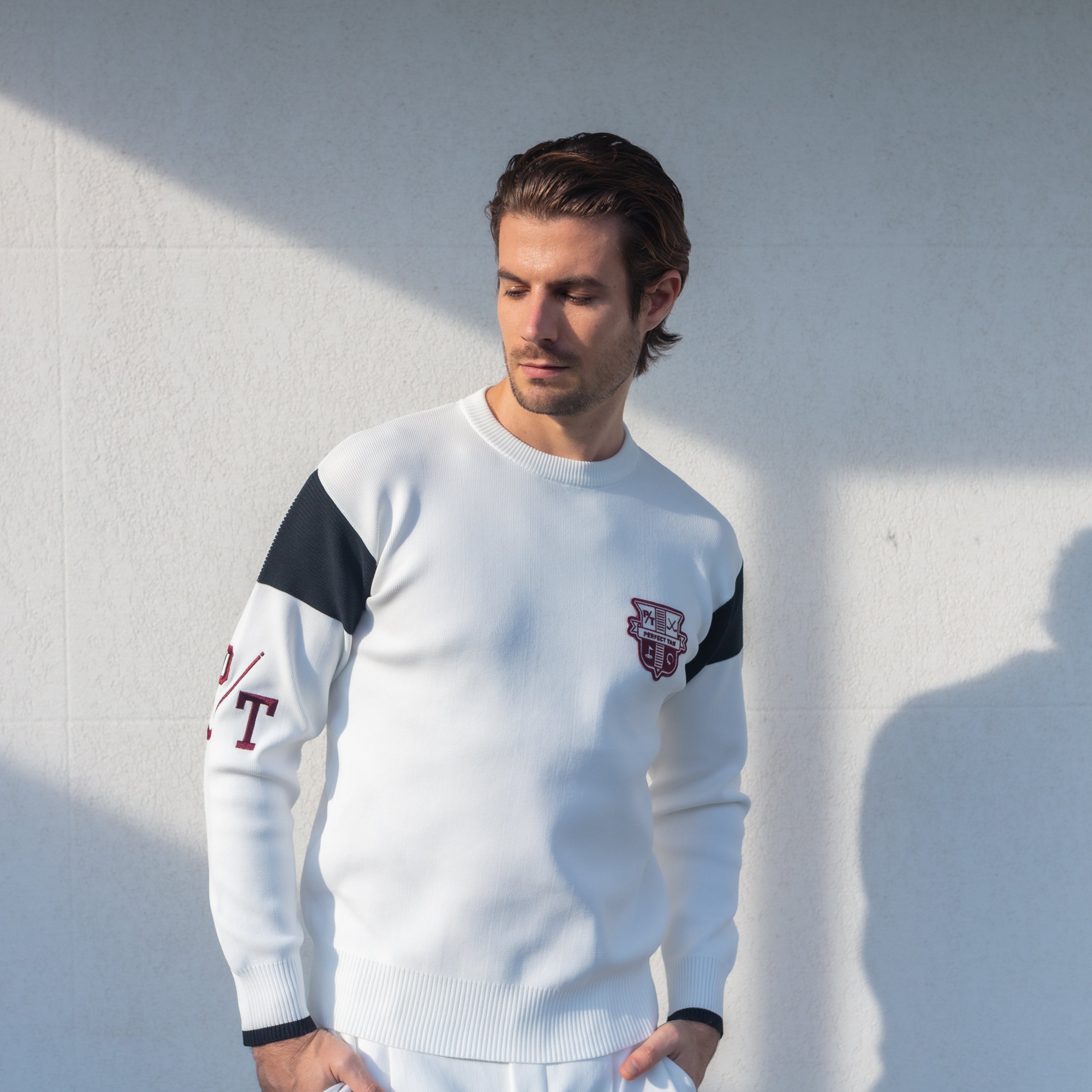 《SALE》FIT TECH 12Gニット 配色トップス〈MENS〉